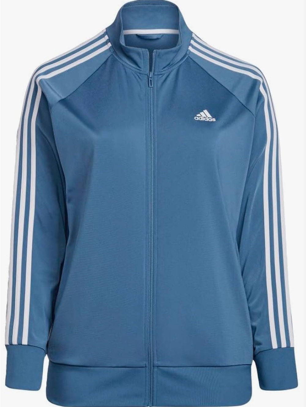 Adidas Women’s Slate Blue Performance Track Jacket with White Stripes M
